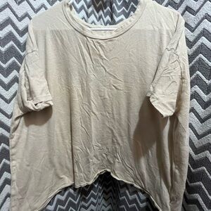 American Eagle Outfitters Beige Short Sleeve Scoop Neck Top